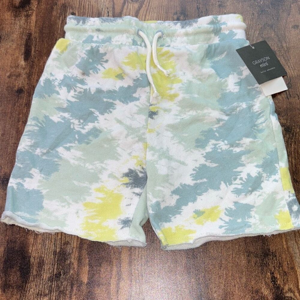 NWT Grayson Mini 5T tie dye shorts Blue/yellow